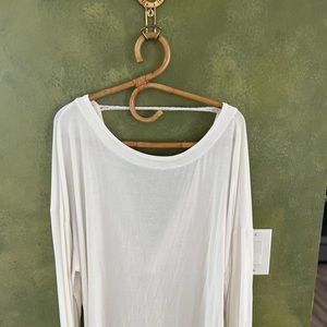 Free people, white, fluffy, long sleeve blouse with open back